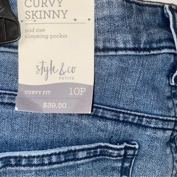 Style & Co Petite (NWT) Curvy Fit Womens Size: 10P Skinny Mid Rise Denim Jeans - Picture 8 of 14
